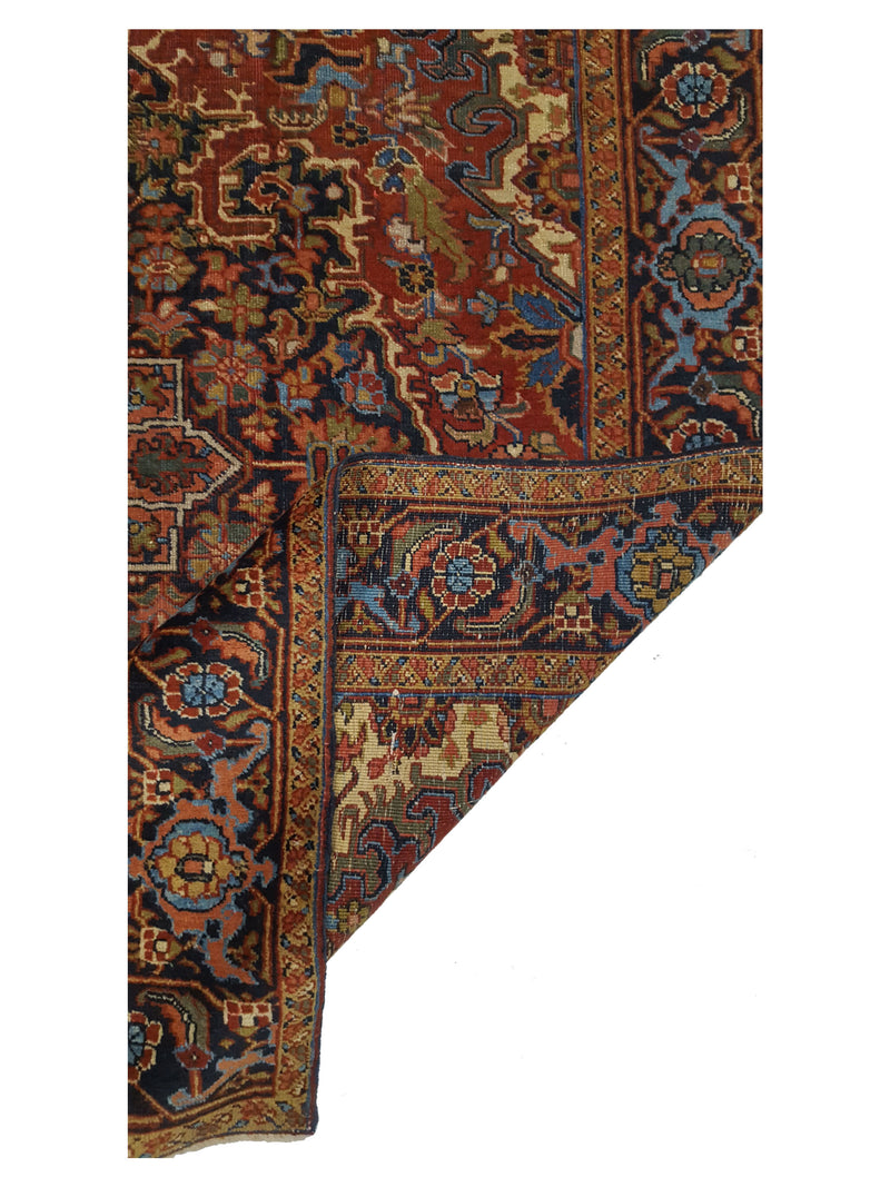 Fasa Antique Heriz 2084 Rust Indigo Traditional Antique Rug