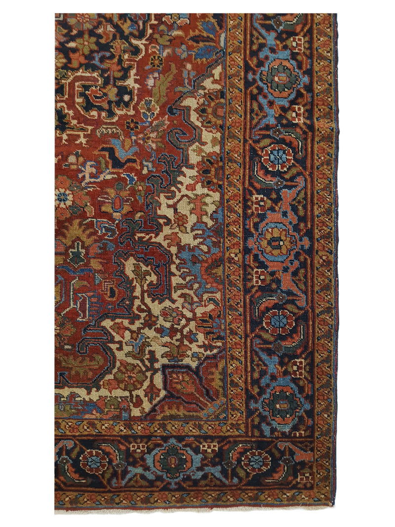 Fasa Antique Heriz 2084 Rust Indigo Traditional Antique Rug