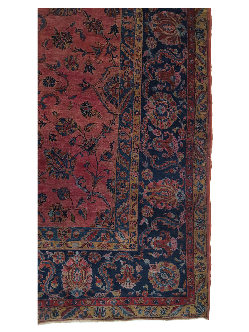 Fasa Antique Sarouk 2224 Pink Blue Traditional Antique Rug