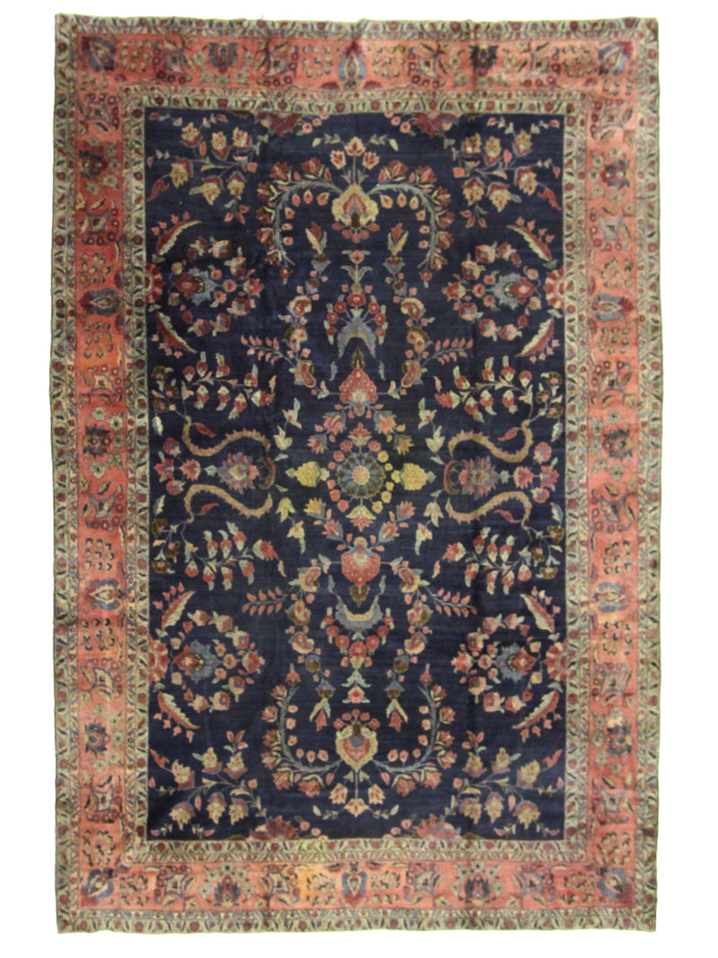 Fasa Antique Sarouk Navy Coral Traditional