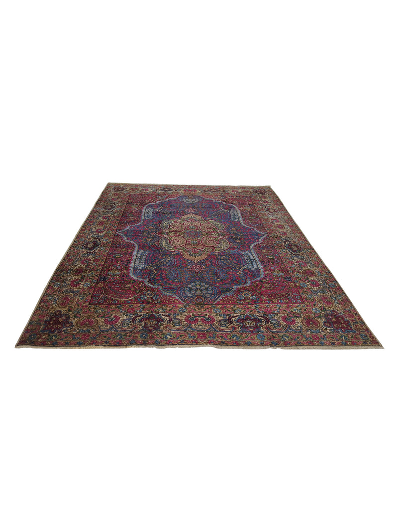 Fasa Antique Lavar Kerman 2237 Purple Ivory Traditional Antique Rug