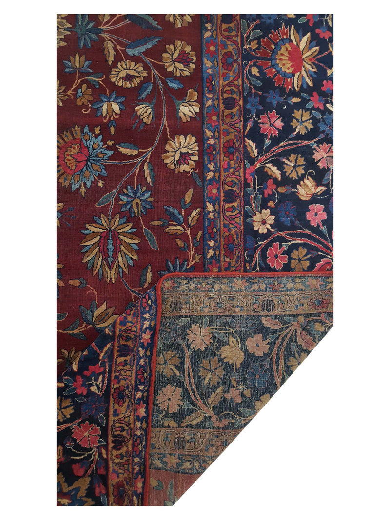 Fasa Antique Kerman 2570 Rust Indigo Traditional Antique Rug