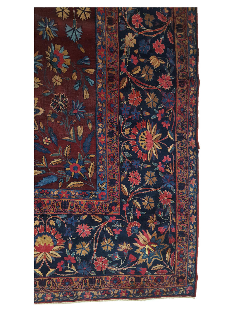 Fasa Antique Kerman 2570 Rust Indigo Traditional Antique Rug