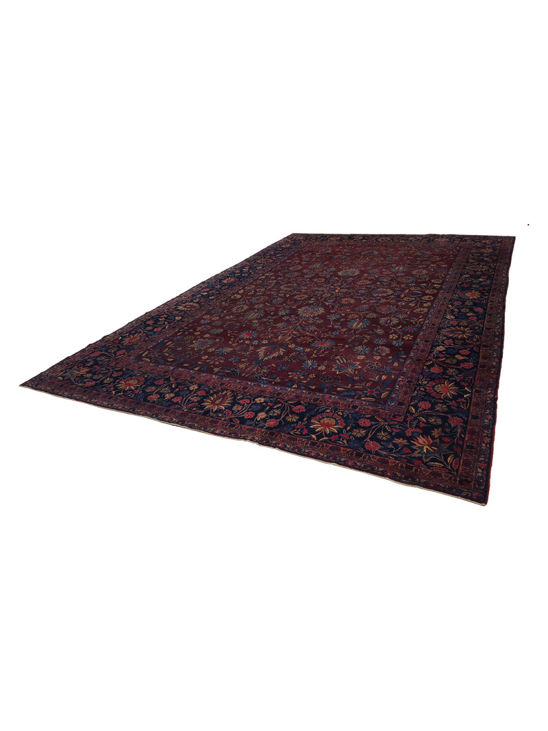 Fasa Antique Kerman 2570 Rust Indigo Traditional Antique Rug