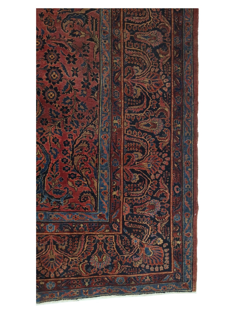 Fasa Antique Sarouk 2618 Burgundy Navy Traditional Antique Rug