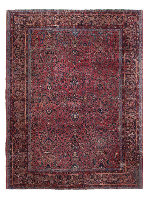 Fasa Antique Sarouk  Burgundy Navy Traditional