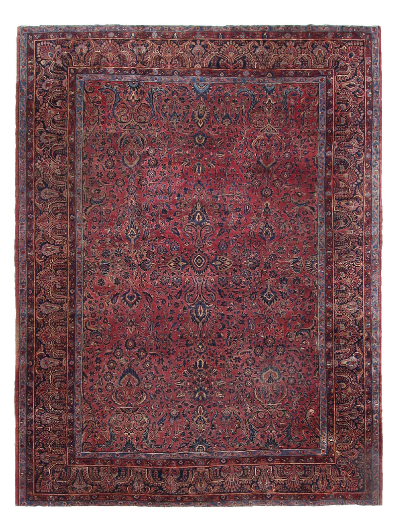 Fasa Antique Sarouk Burgundy Navy Traditional