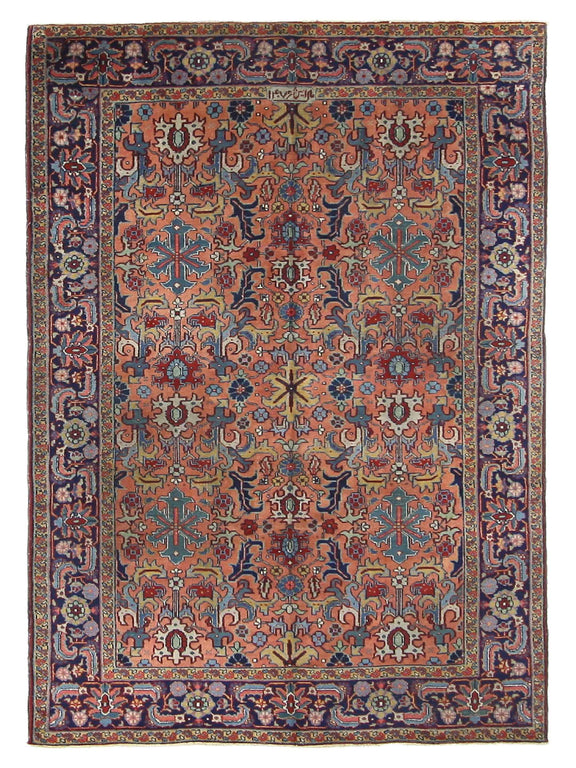 Fasa Antique Heriz  Orange Indigo Traditional