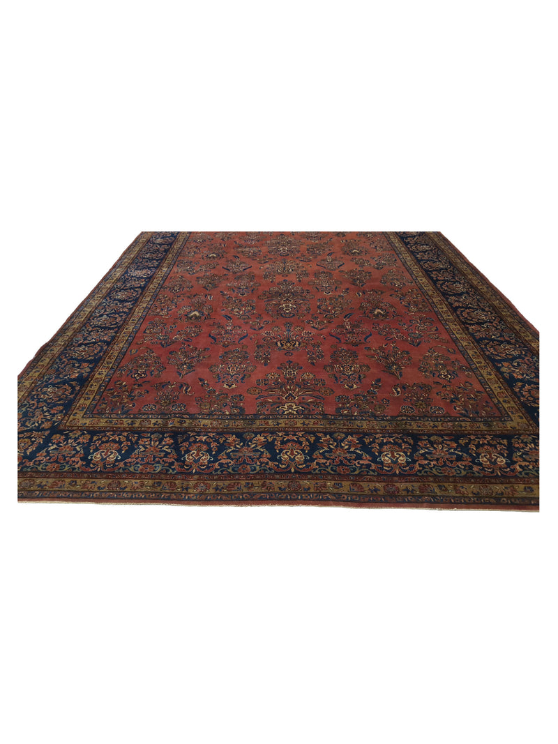 Fasa Antique Kashan 2957 Rust Indigo Traditional Antique Rug