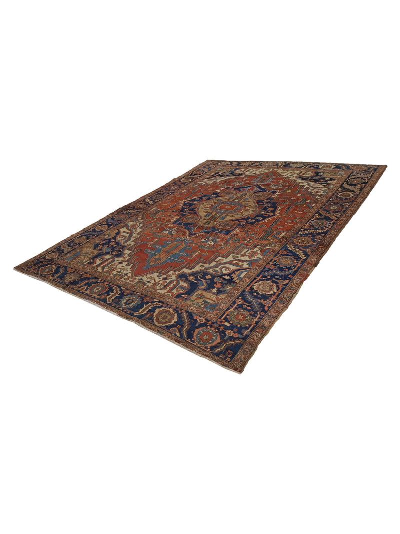 Fasa Antique Serapi 3233 Rust Indigo Traditional Antique Rug