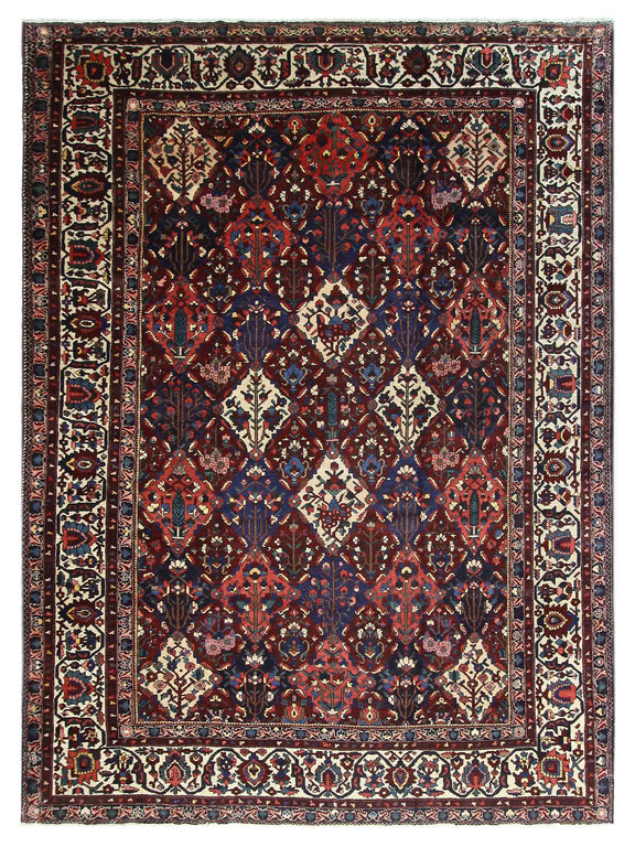 Fasa Antique Bakhtiyari  Burgundy Ivory Traditional