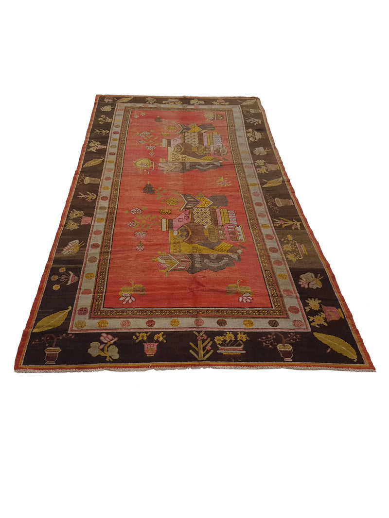 Fasa Antique Samarkand 3378 Orange Brown Traditional Antique Rug