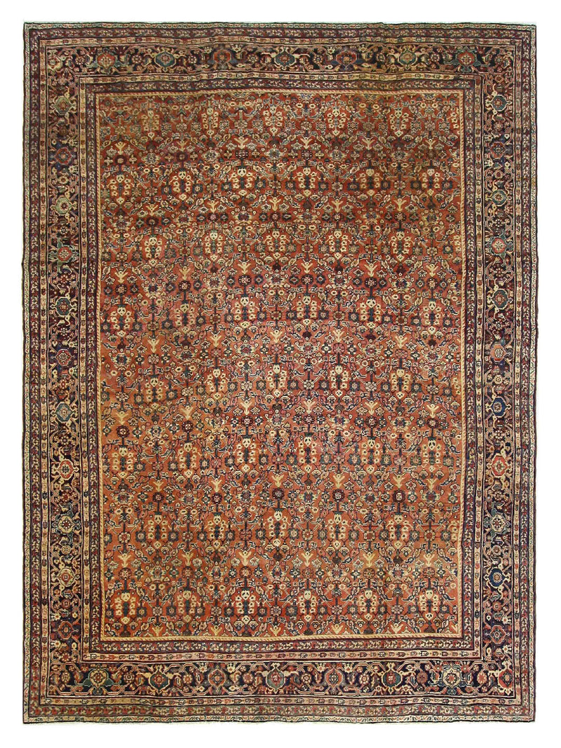 Fasa Antique Mahal Coral Indigo Traditional