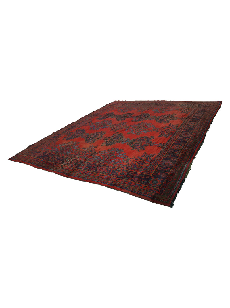 Fasa Antique Ushak 3638 Rust Indigo Traditional Antique Rug