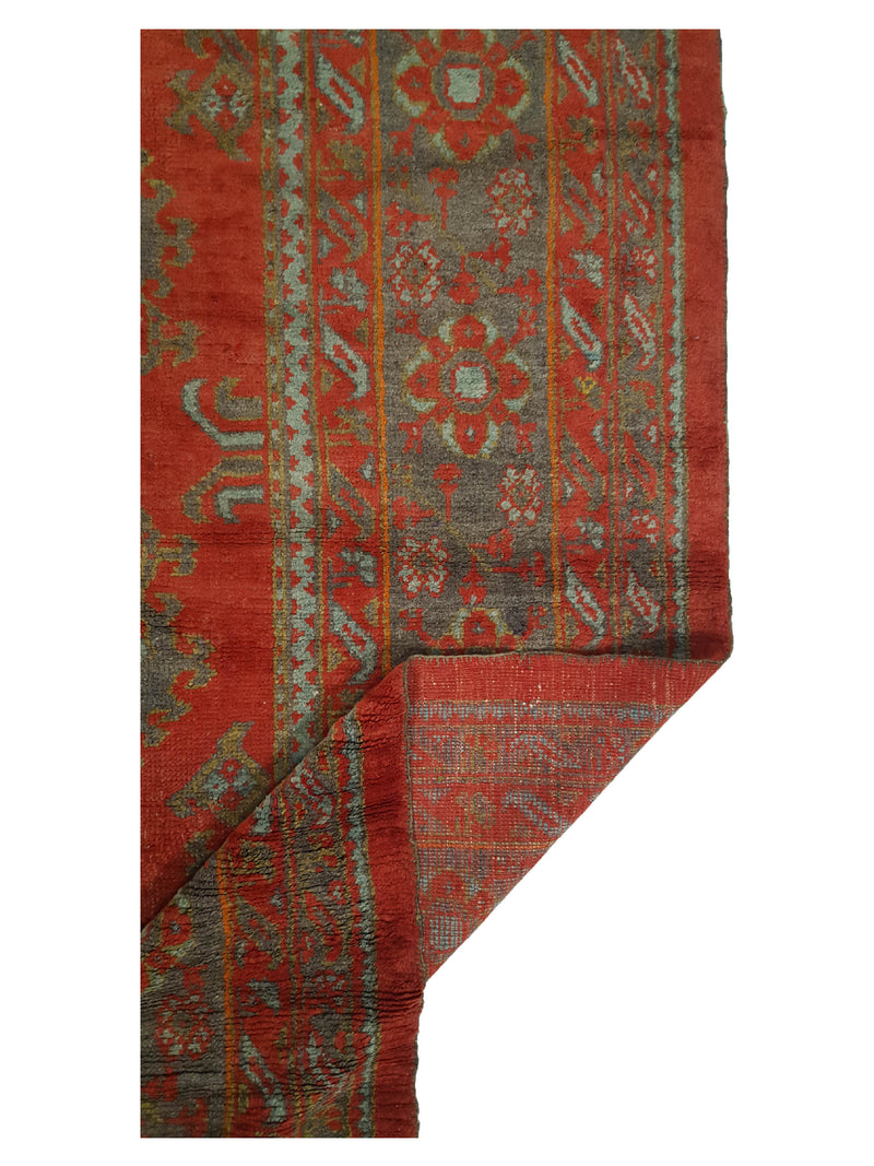 Fasa Antique Ushak 3639 Rust Grey Traditional Antique Rug