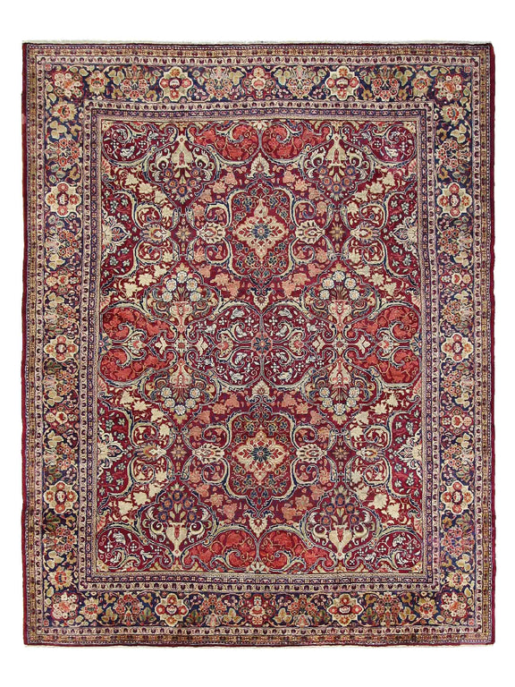 Fasa Antique Mahal  Burgundy Coral Traditional