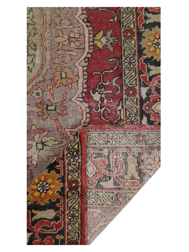 Fasa Antique Ushak 4035 Burgundy Black Traditional Antique Rug