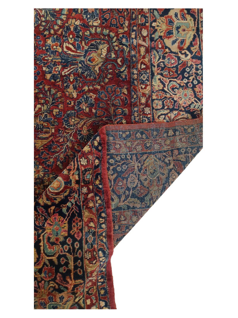 Fasa Antique Sarouk 4092 Burgundy Multi Traditional Antique Rug