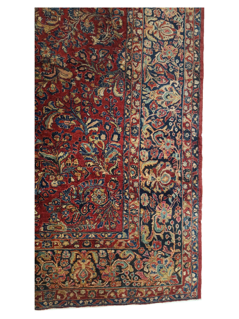 Fasa Antique Sarouk 4092 Burgundy Multi Traditional Antique Rug