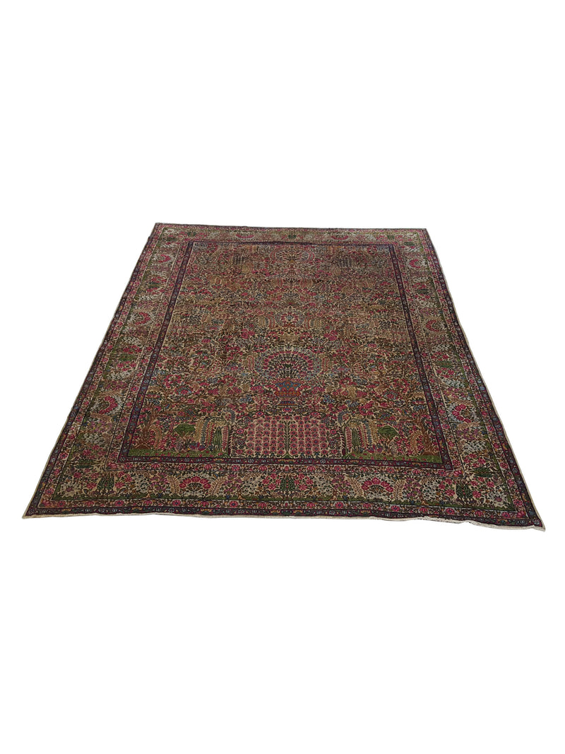 Fasa Antique Lavar Kerman 4286 Multi Ivory Traditional Antique Rug