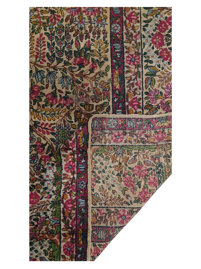 Fasa Antique Lavar Kerman 4286 Multi Ivory Traditional Antique Rug