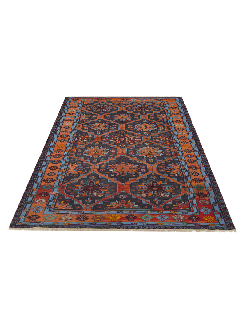 Pacific Summak 4554 Blue Orange Traditional Hand Knotted Rug