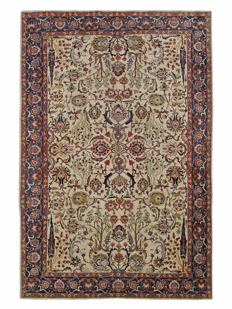 Fasa Antique Tabriz Ivory Indigo Traditional