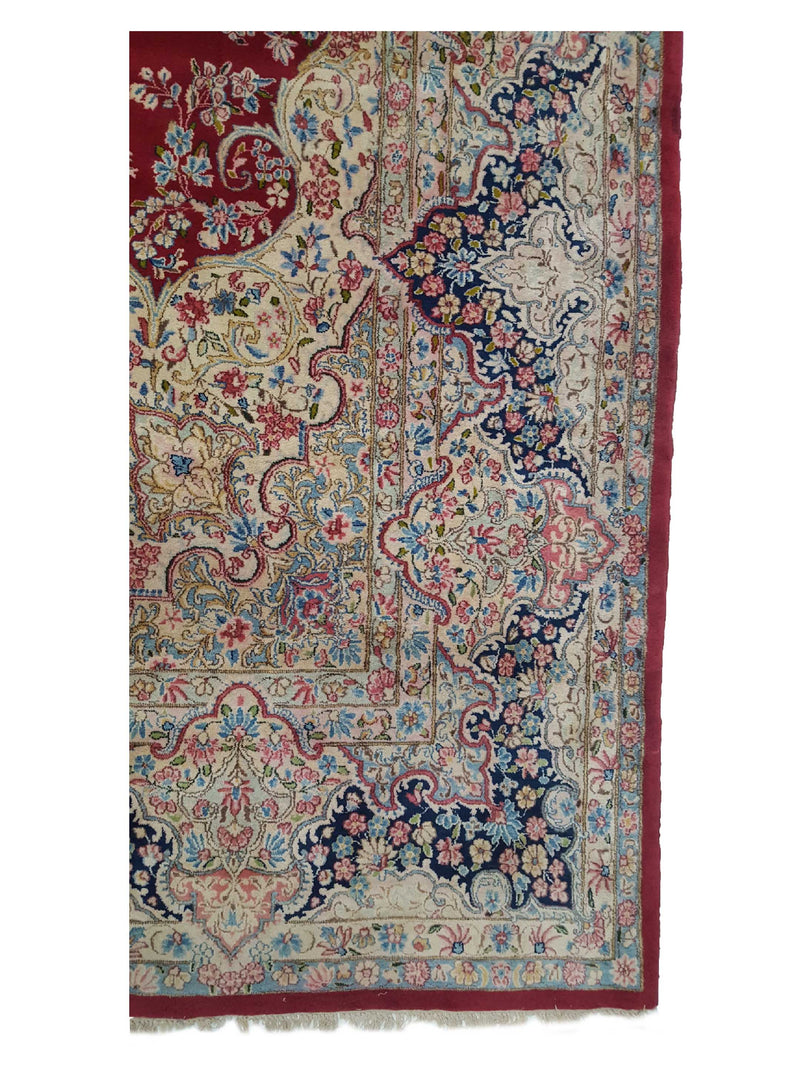 Fasa Antique Kerman 7189 Red Ivory Traditional Antique Rug
