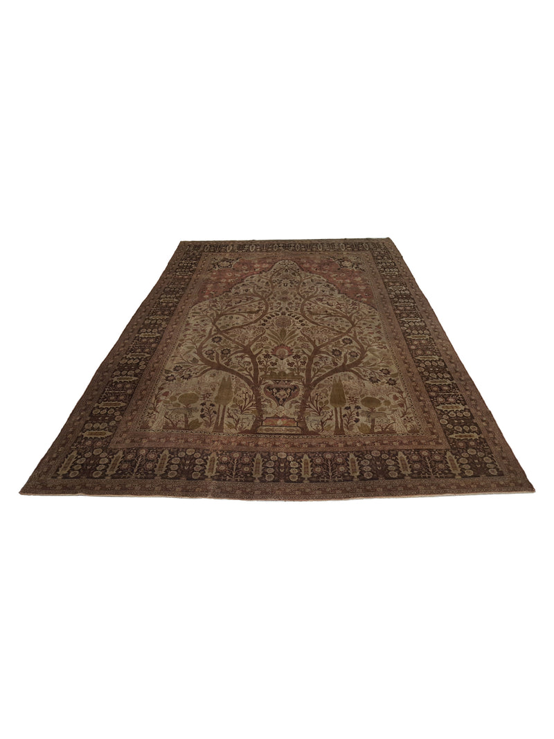 Fasa Antique Tabriz 7249 Camel Brown Traditional Antique Rug