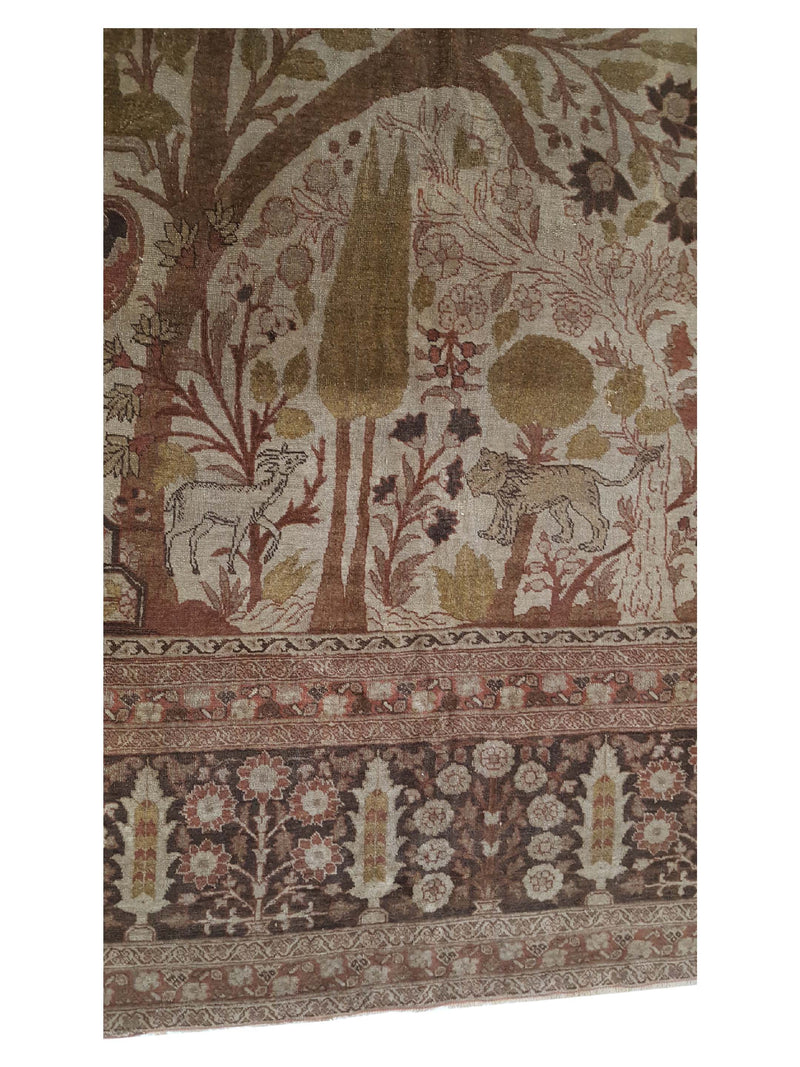 Fasa Antique Tabriz 7249 Camel Brown Traditional Antique Rug