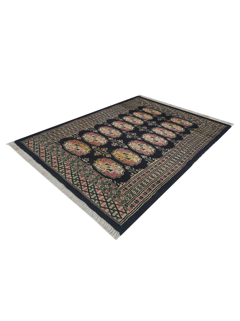 Pacific Bokhara 13565 Black Orange Traditional Hand Knotted Rug