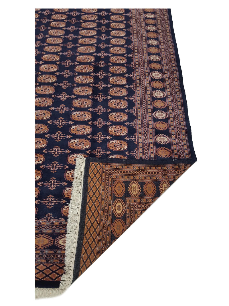 Pacific Bokhara 13615 Navy Brown Traditional Hand Knotted Rug