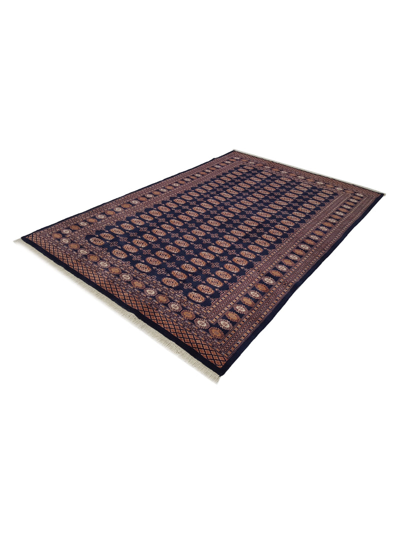 Pacific Bokhara 13615 Navy Brown Traditional Hand Knotted Rug