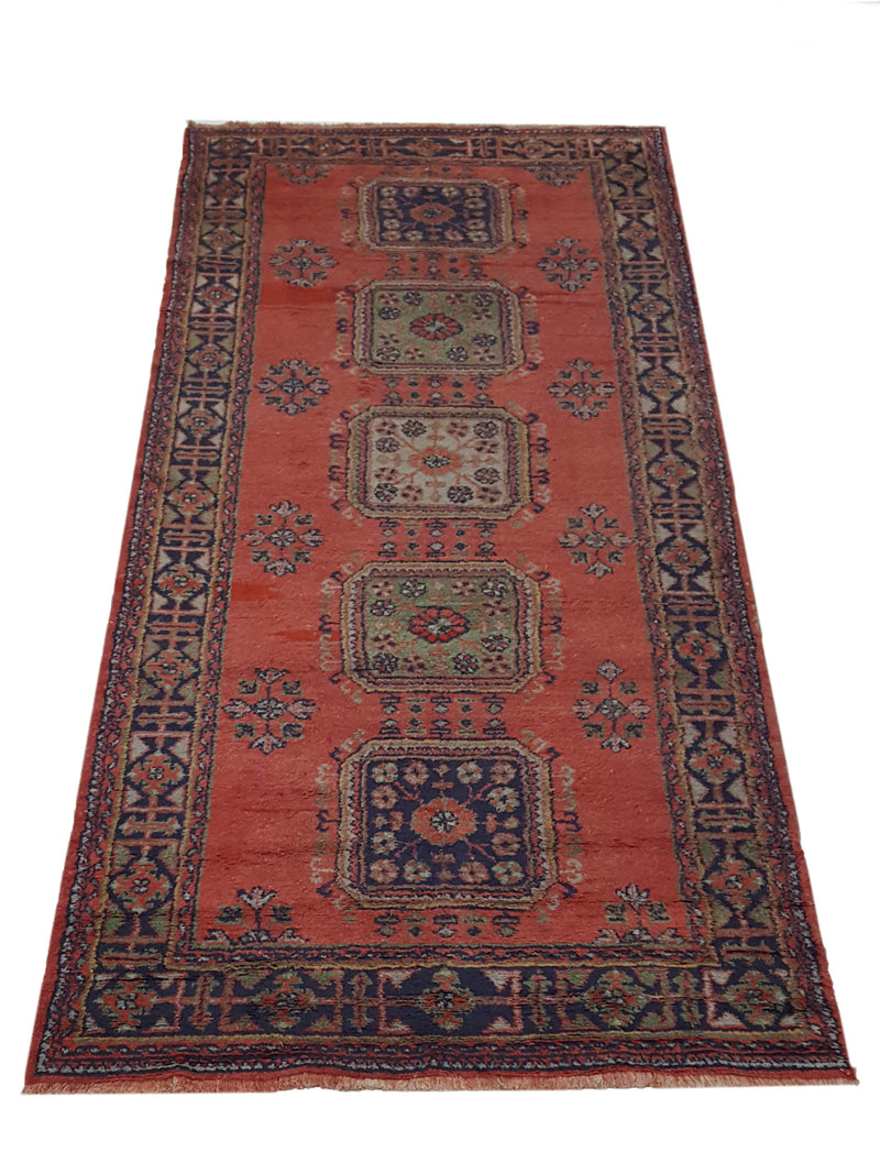 Fasa Antique Ushak 13745 Rust Navy Traditional Antique Rug