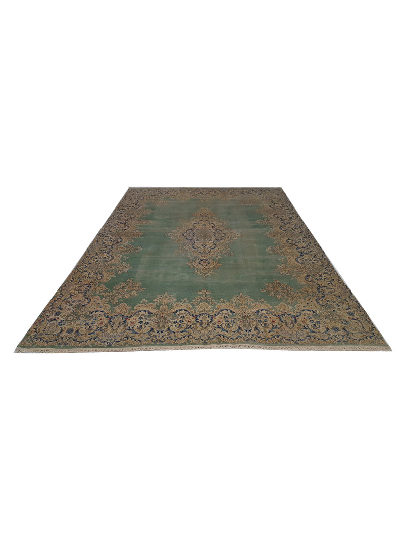 Pacific Kerman 13751 Green Ivory Traditional Hand Knotted Rug