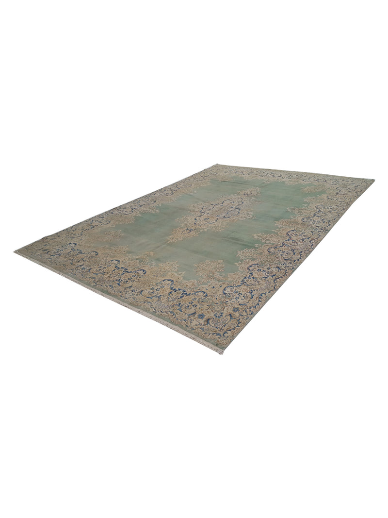 Pacific Kerman 13751 Green Ivory Traditional Hand Knotted Rug