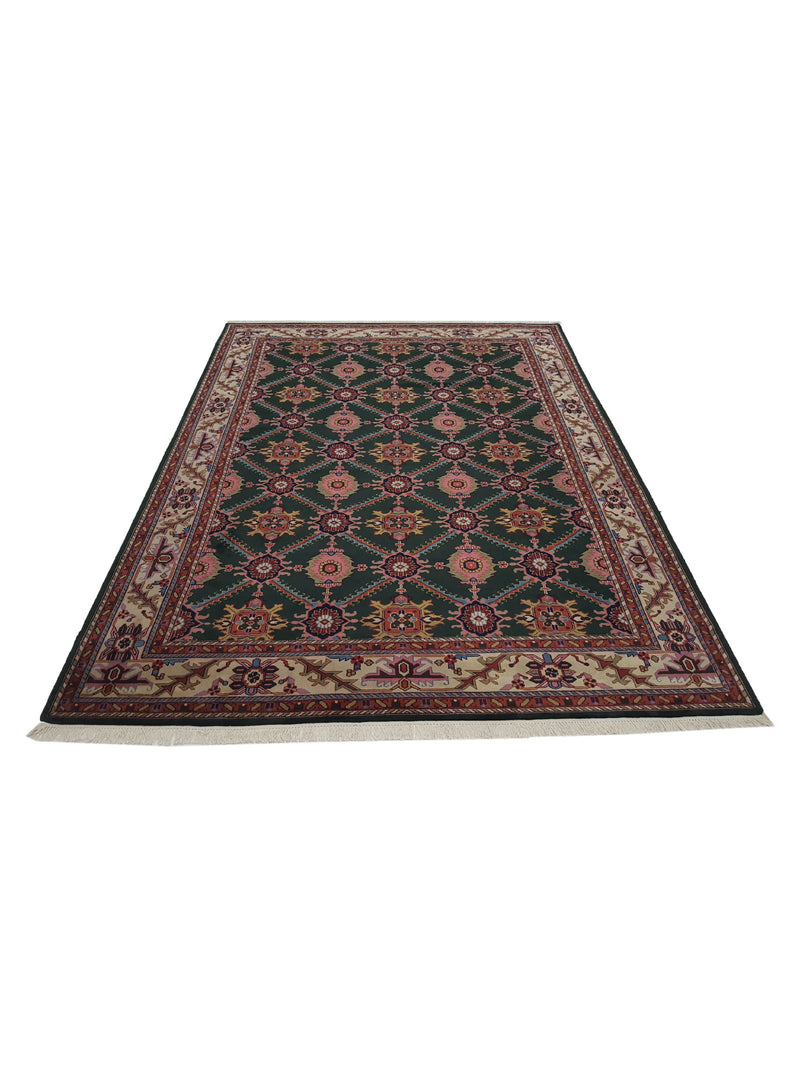 Pacific Turkestan 13854 Green Ivory Traditional Hand Knotted Rug