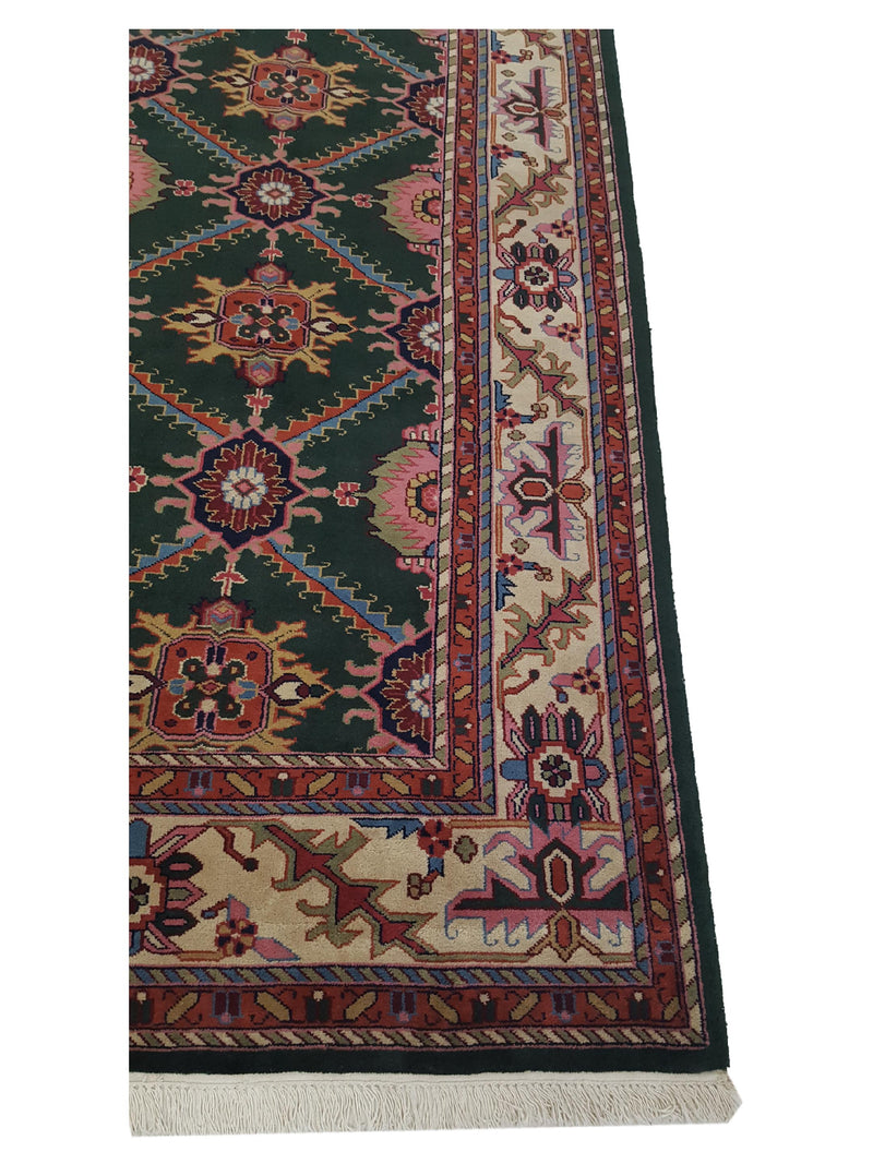 Pacific Turkestan 13854 Green Ivory Traditional Hand Knotted Rug