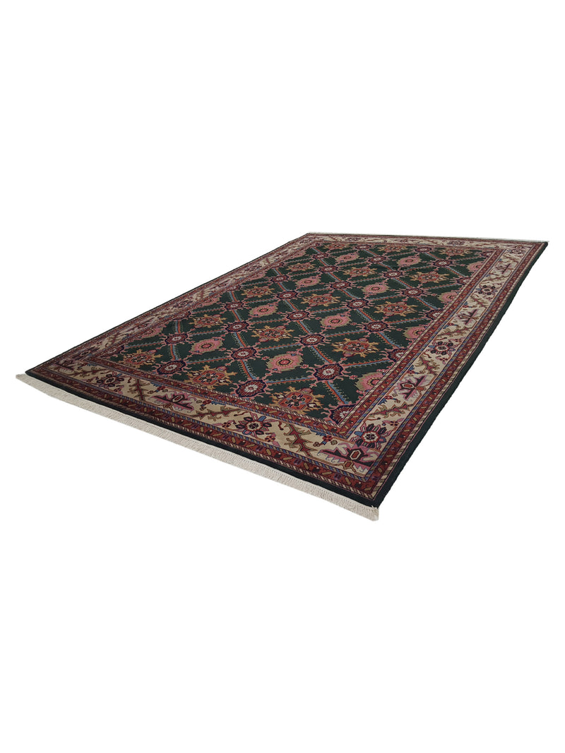 Pacific Turkestan 13854 Green Ivory Traditional Hand Knotted Rug