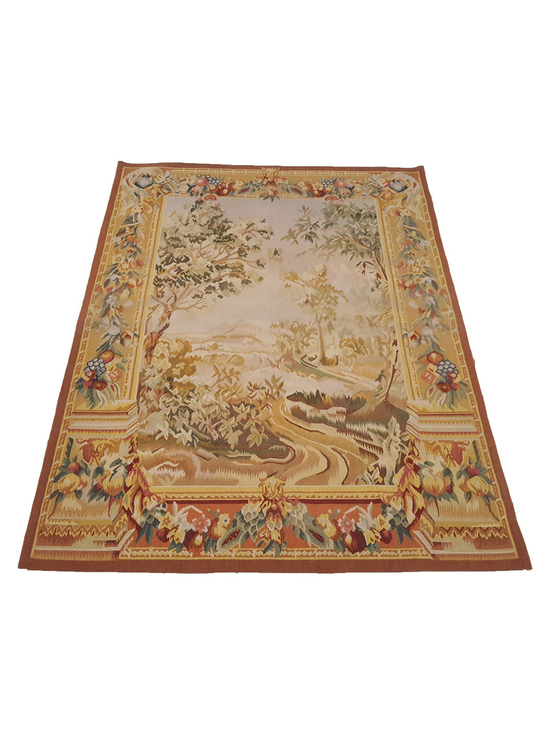 Pacific Tapestry 13945 Beige Yellow Tapestry Hand Knotted Rug