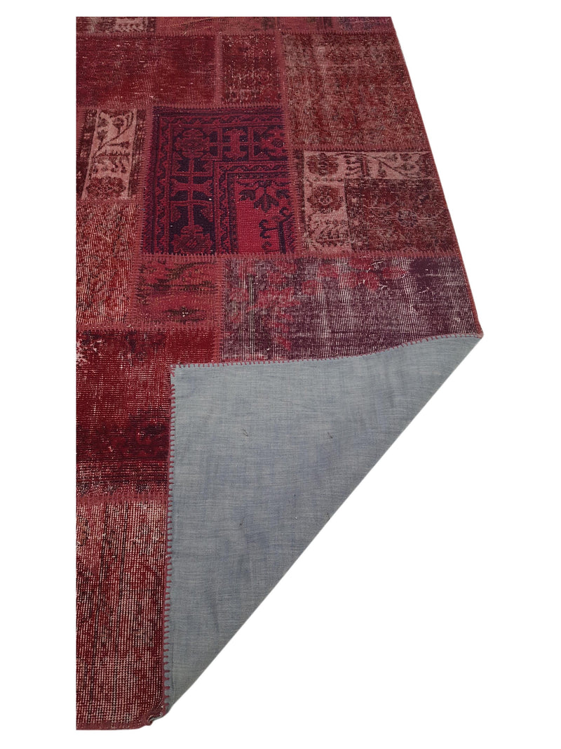 Pacific Patchwork 13972 Burgundy Red Patchwork Hand Knotted Rug