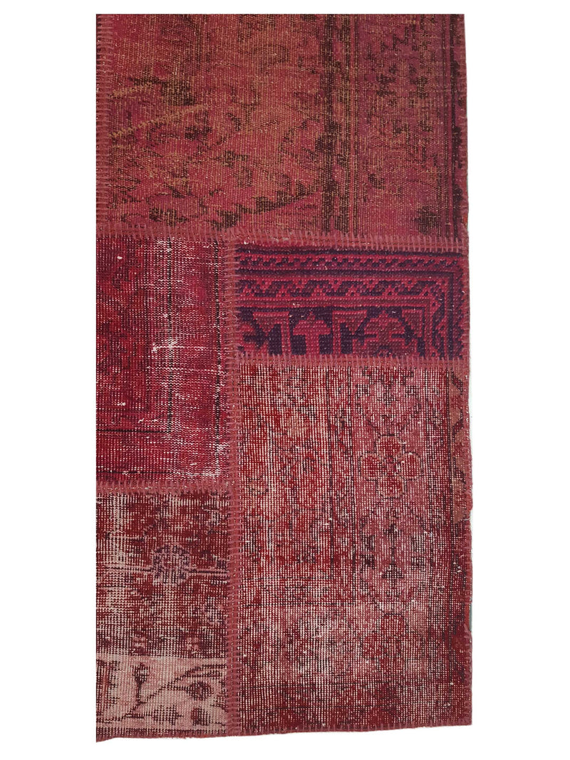 Pacific Patchwork 13972 Burgundy Red Patchwork Hand Knotted Rug