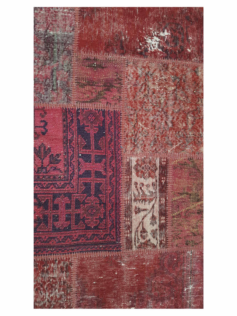 Pacific Patchwork 13972 Burgundy Red Patchwork Hand Knotted Rug