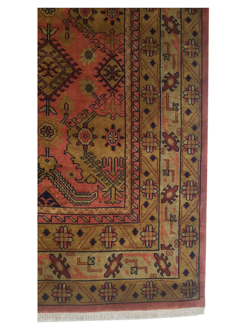 Pacific Tribal 14158 Coral Gold Traditional Hand Knotted Rug