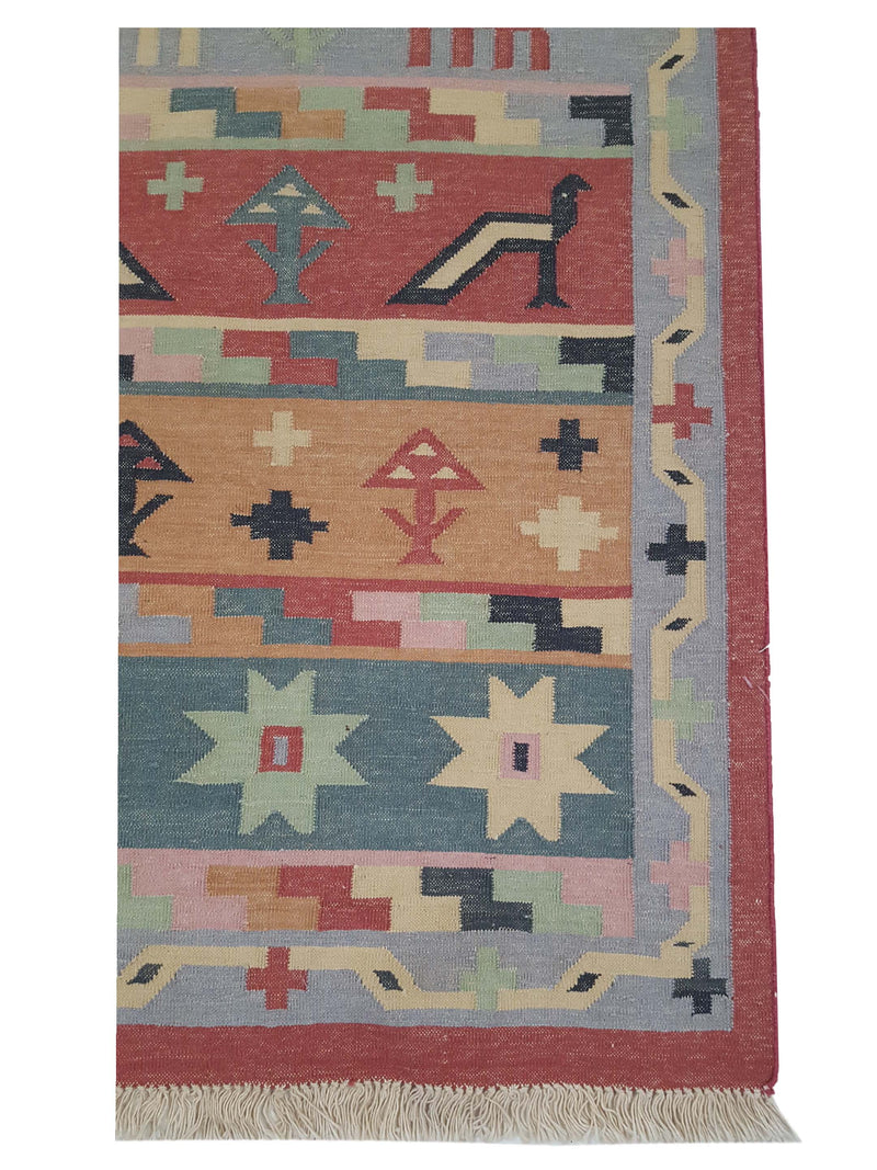 Aura Kilim 14499 Rust Multi Kilim Hand Woven Rug