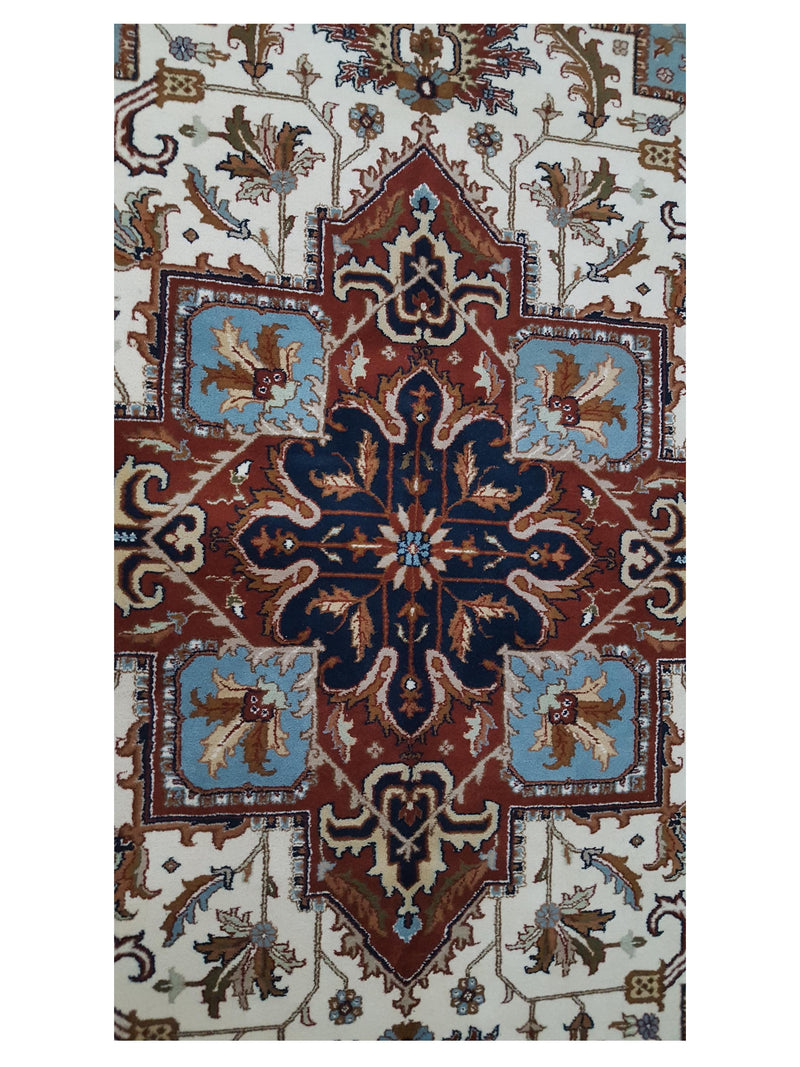 Pacific Indo 14531 Ivory Navy Traditional Hand Knotted Rug