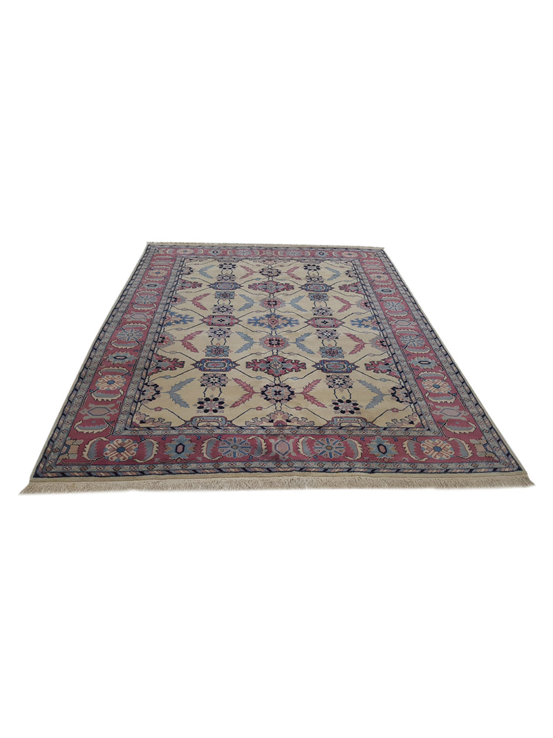 Pacific Tribal-Rm 14570 Ivory Peach Traditional Hand Knotted Rug