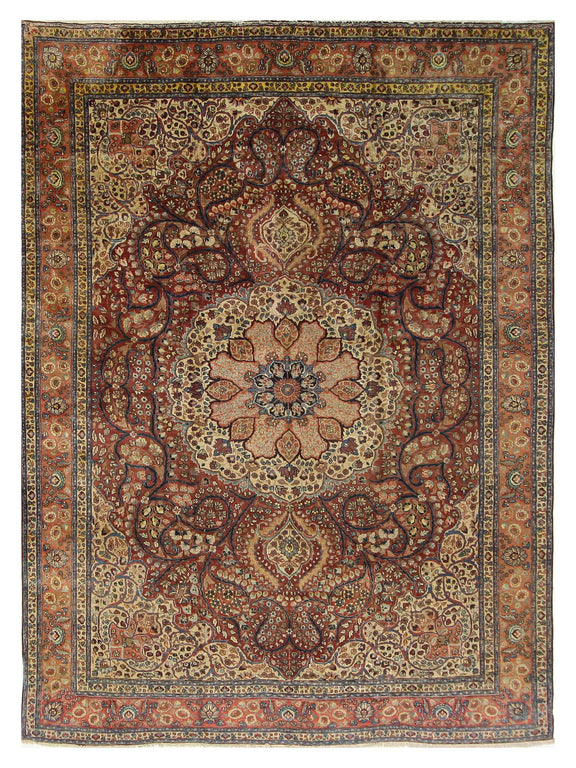Fasa Antique Tabriz  Burgundy Coral Traditional