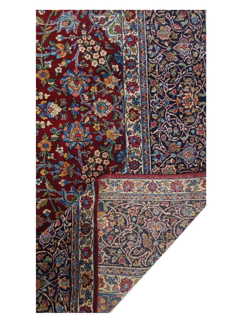 Fasa Antique Kerman 14707 Burgundy Indigo Traditional Antique Rug
