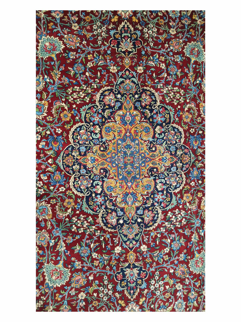 Fasa Antique Kerman 14707 Burgundy Indigo Traditional Antique Rug